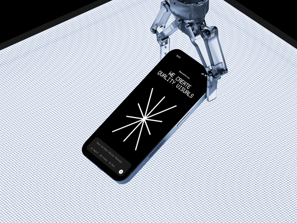 phone mockup with robotic arm