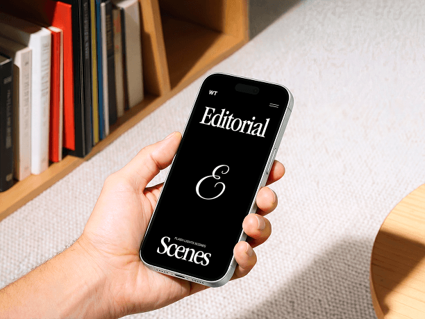 handheld iphone editorial scene near bookshelf