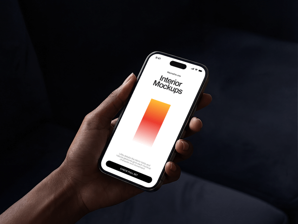 close-up iphone mockup in hand