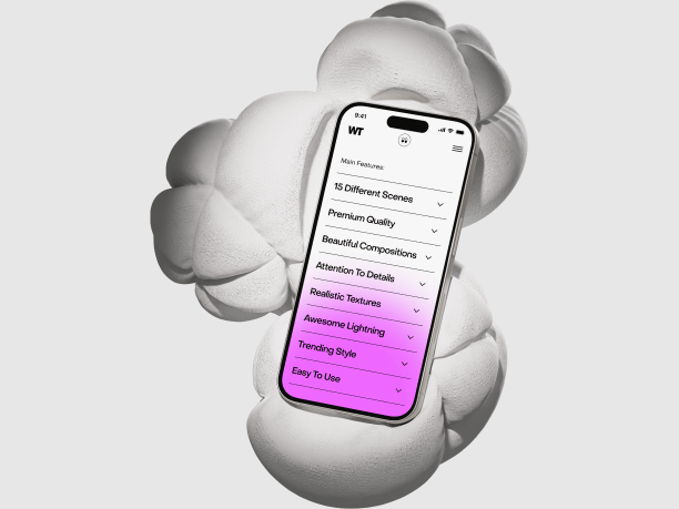 iphone 15 pro on inflatable white abstract