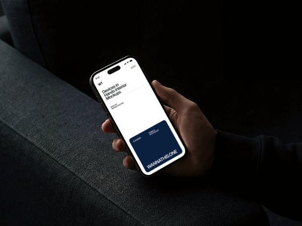 single hand iphone mockup on sofa
