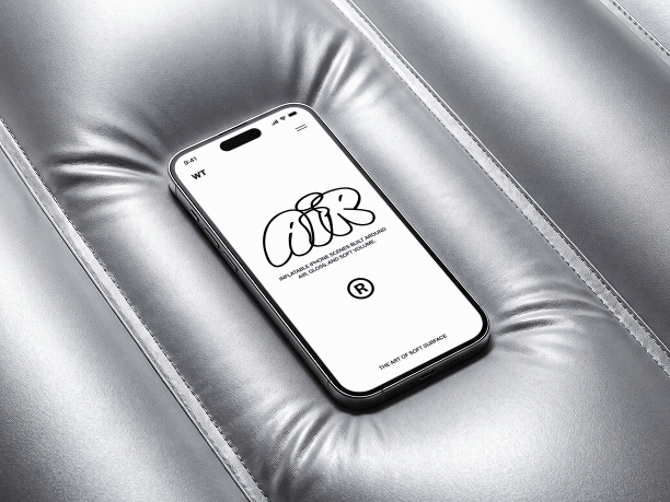 iphone mockup on inflatable cushion