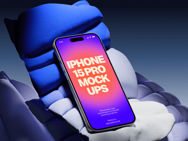 iphone 15 pro on inflatable gradient pillow