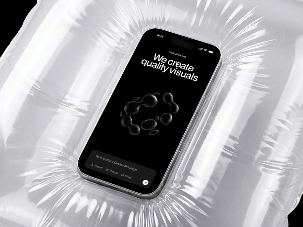 iphone mockup front view on inflatable cushion
