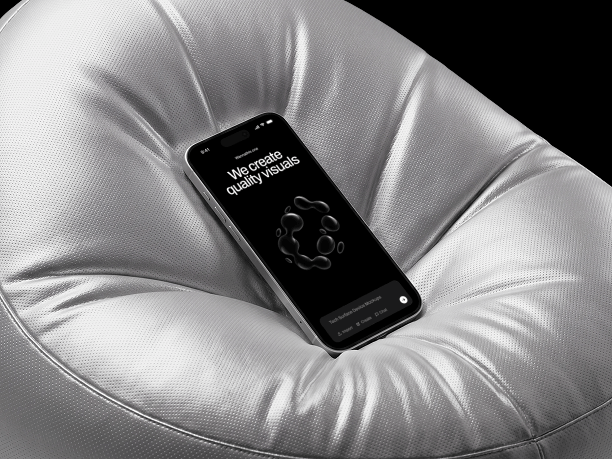iphone mockup on inflatable lounge chair