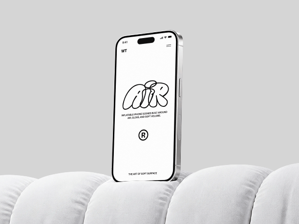 iphone mockup standing on inflatable cushion