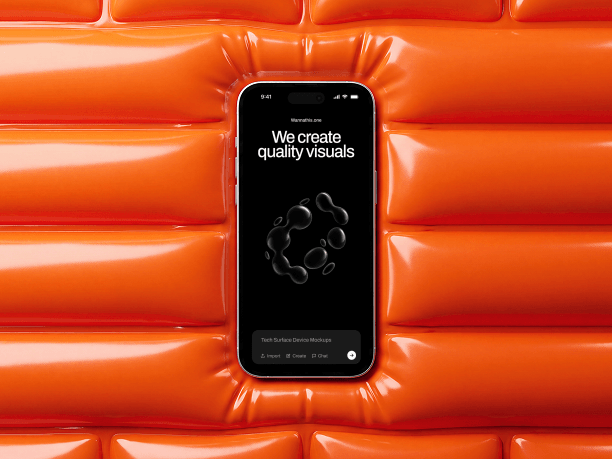 iphone mockup front view on inflatable mattress