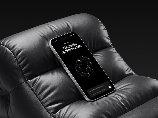 iphone mockup on inflatable armchair