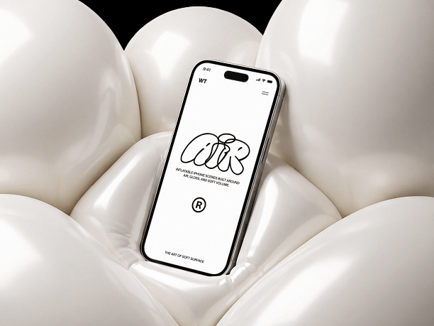iphone mockup on glossy inflatable