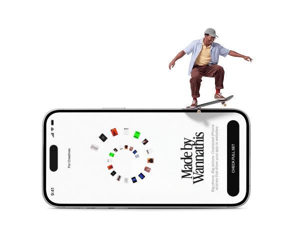 giant iphone mockup with a skateboarder