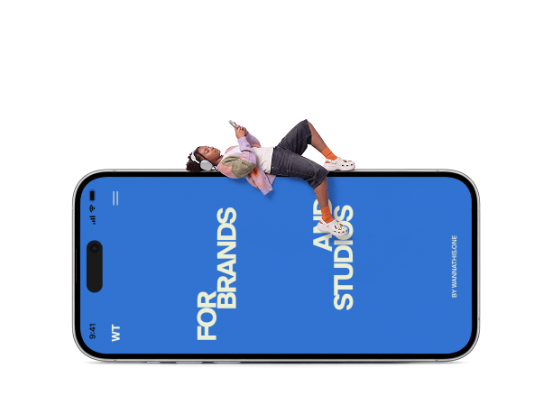 giant iphone mockup with someone lying on top
