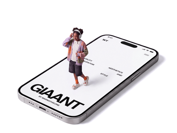 giant iphone mockup with someone on the screen