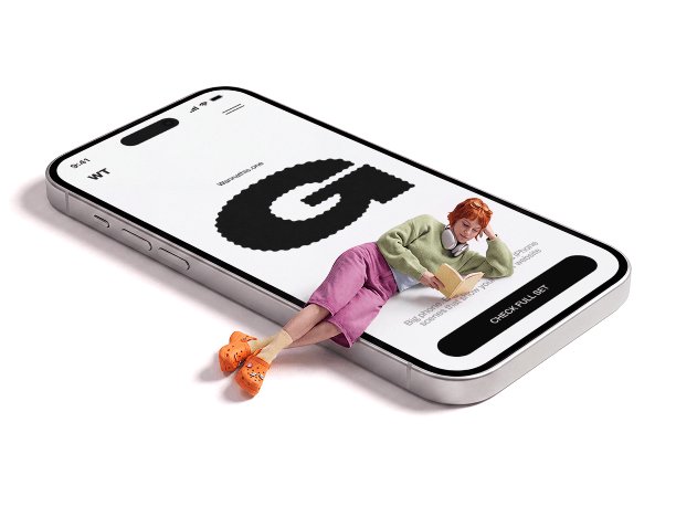 giant iphone mockup with someone reading