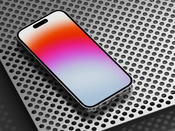 iphone 14 pro mockup on metal surface