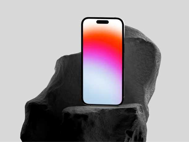 iphone 14 pro mockup on stone