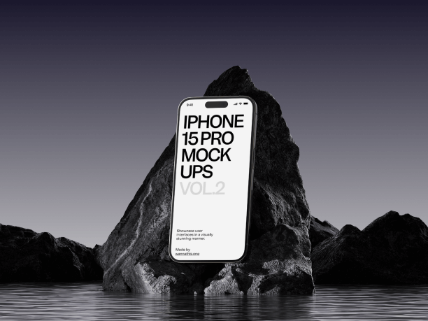iphone 15 in front of the stone