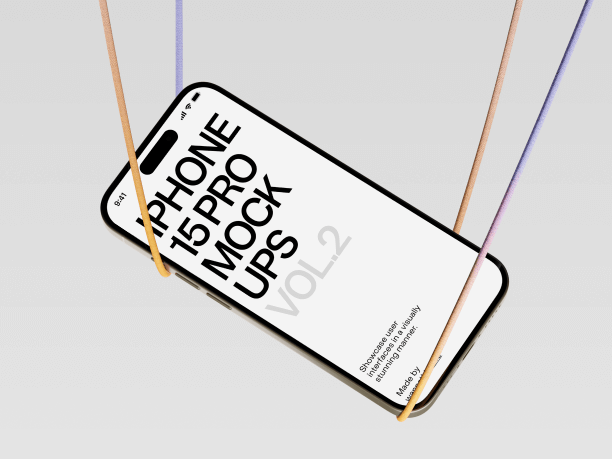 iphone 15 hanging on ropes