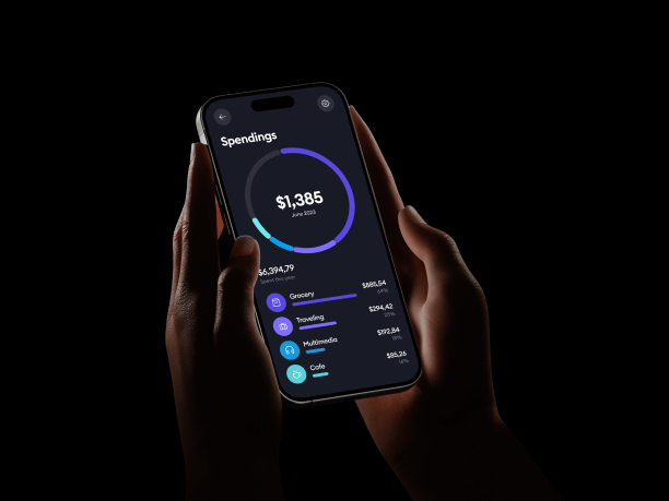 hand holding phone mockup with black backround 3