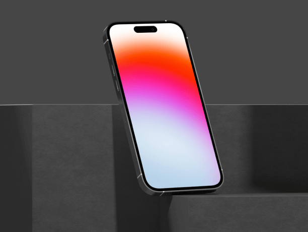 iphone 14 pro mockup on stone shelf