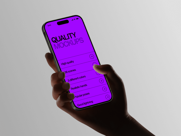 hand holding phone mockup with white backround 1