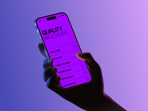 hand holding phone mockup with gradient backround 1