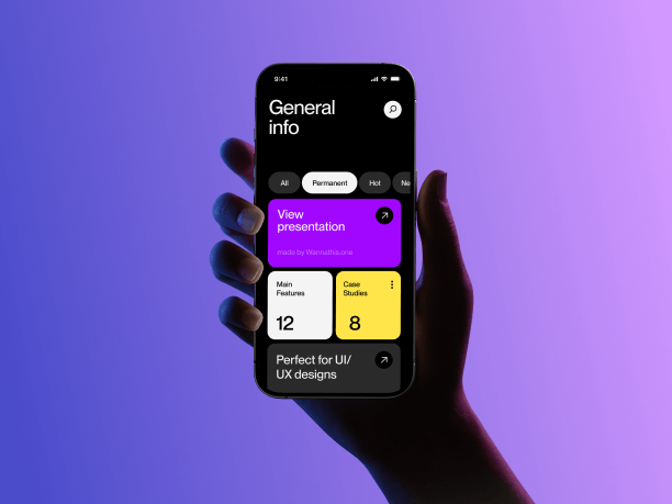 hand holding phone mockup with gradient backround 2