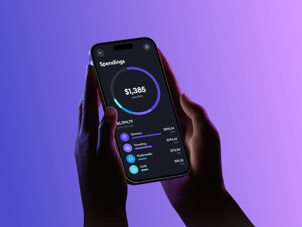 hands holding phone mockup with gradient backround 3
