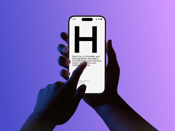 hands holding phone mockup with gradient backround 4