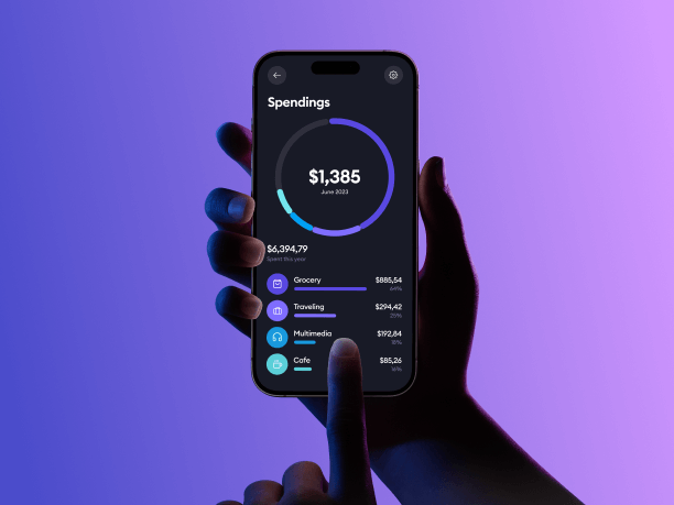 hands holding phone mockup with gradient backround 6