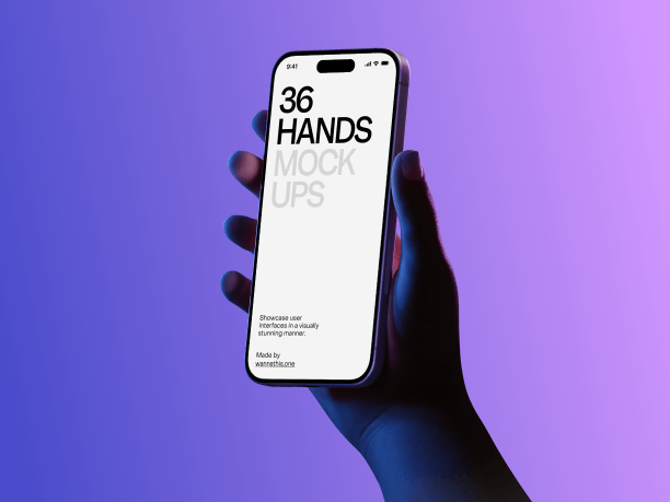 hand holding phone mockup with gradient backround 7