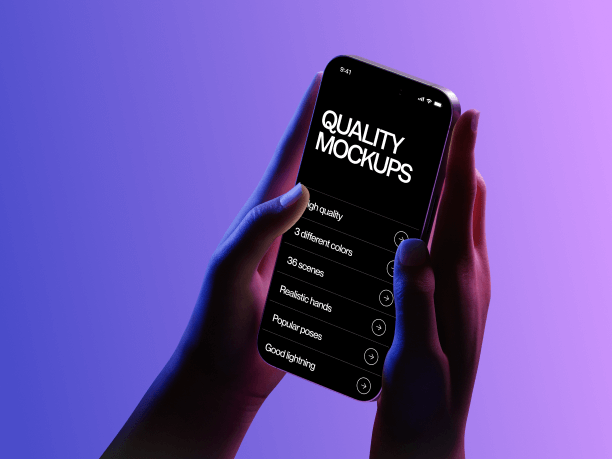 hands holding phone mockup with gradient backround 8
