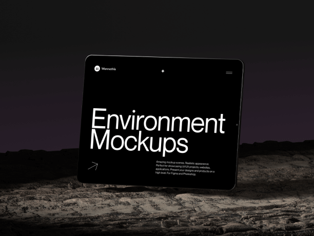 ipad pro mockup on rocky surface