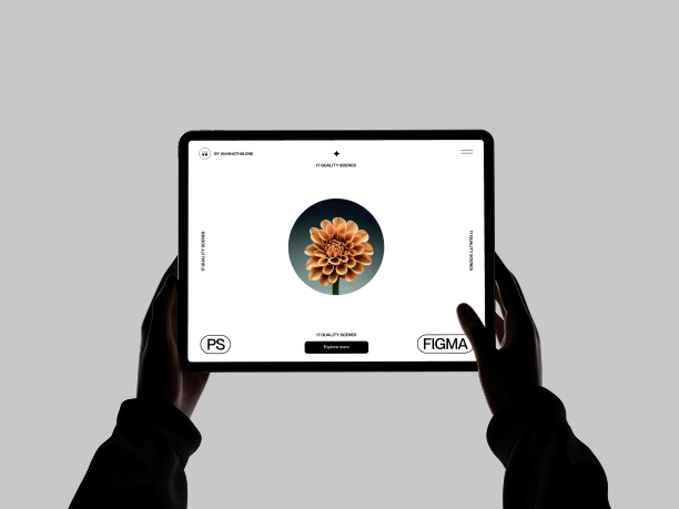 blackout silhouette tablet mockup in human hands 2