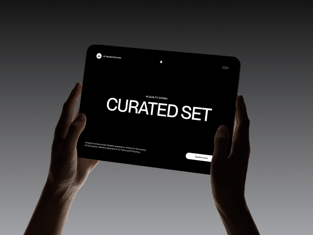 ipad mockup in hands - dark theme