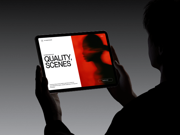 portrait ipad mockup in hands - dark theme
