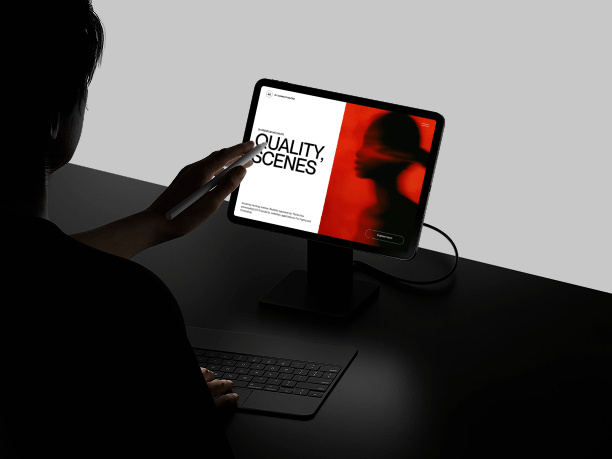 ipad mockup in hands with light background