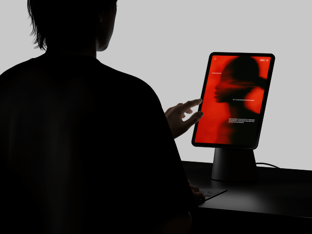 ipad mockup in hands with light background