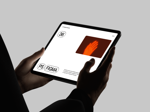landscape ipad mockup with stylus light background