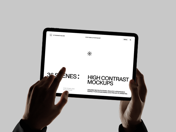 ipad mockup with stylus interaction light background