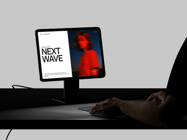 ipad on desk stand mockup - light theme