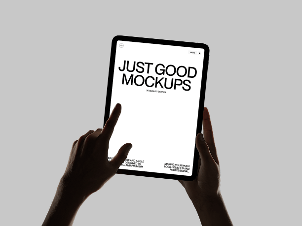ipad mockup in hands - light theme
