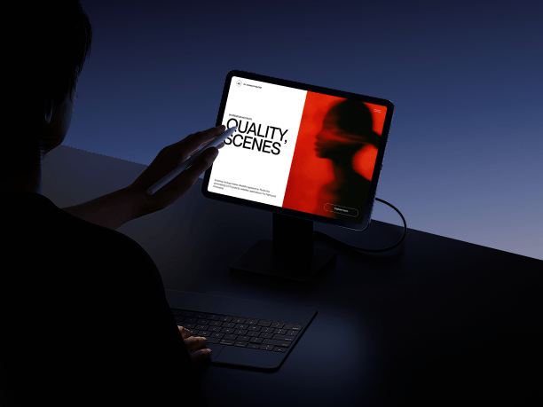 ipad mockup in hands with color background