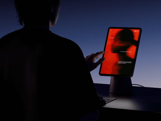 ipad mockup in hands with color background