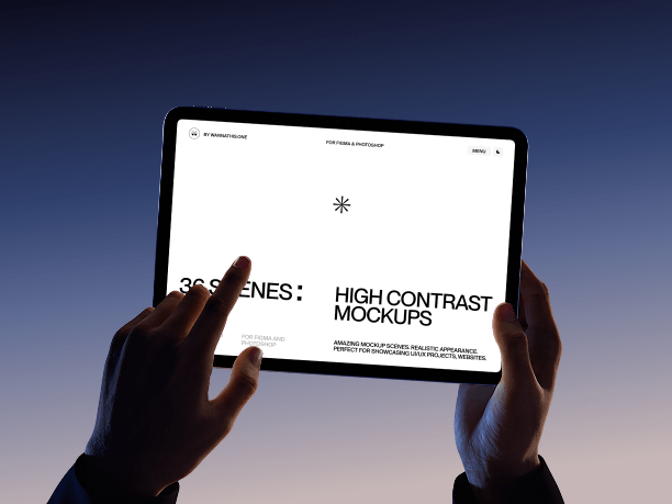 ipad mockup with stylus interaction color background
