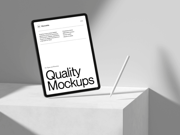 ipad pro mockup with apple pencil