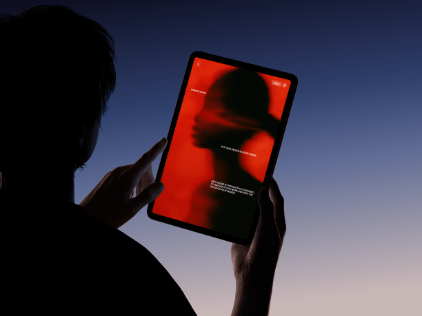 portrait ipad mockup in hands - color theme