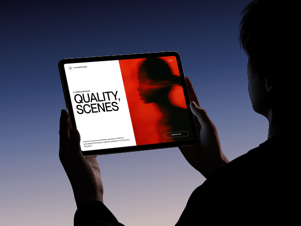 portrait ipad mockup in hands - color theme