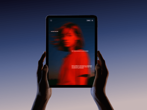 vertical ipad mockup in hands - color theme