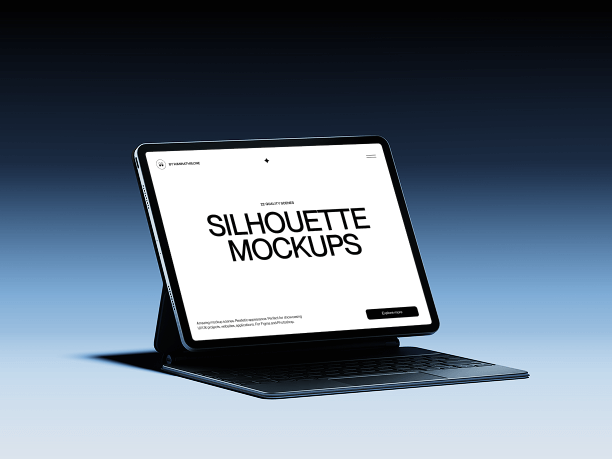 tablet mockup with gradient studio lighting