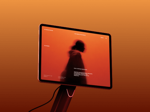 tablet mockup with orange backdrop